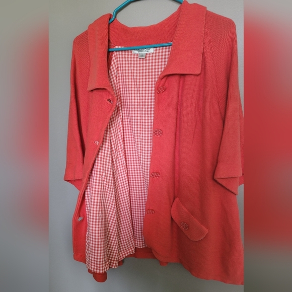 Coldwater Creek Button Up Cottagecore Cardigan Plaid Details XL - Picture 6 of 6